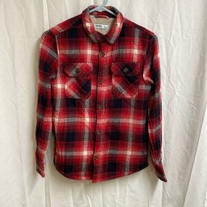 Plaid shirt sherpa lined boy L